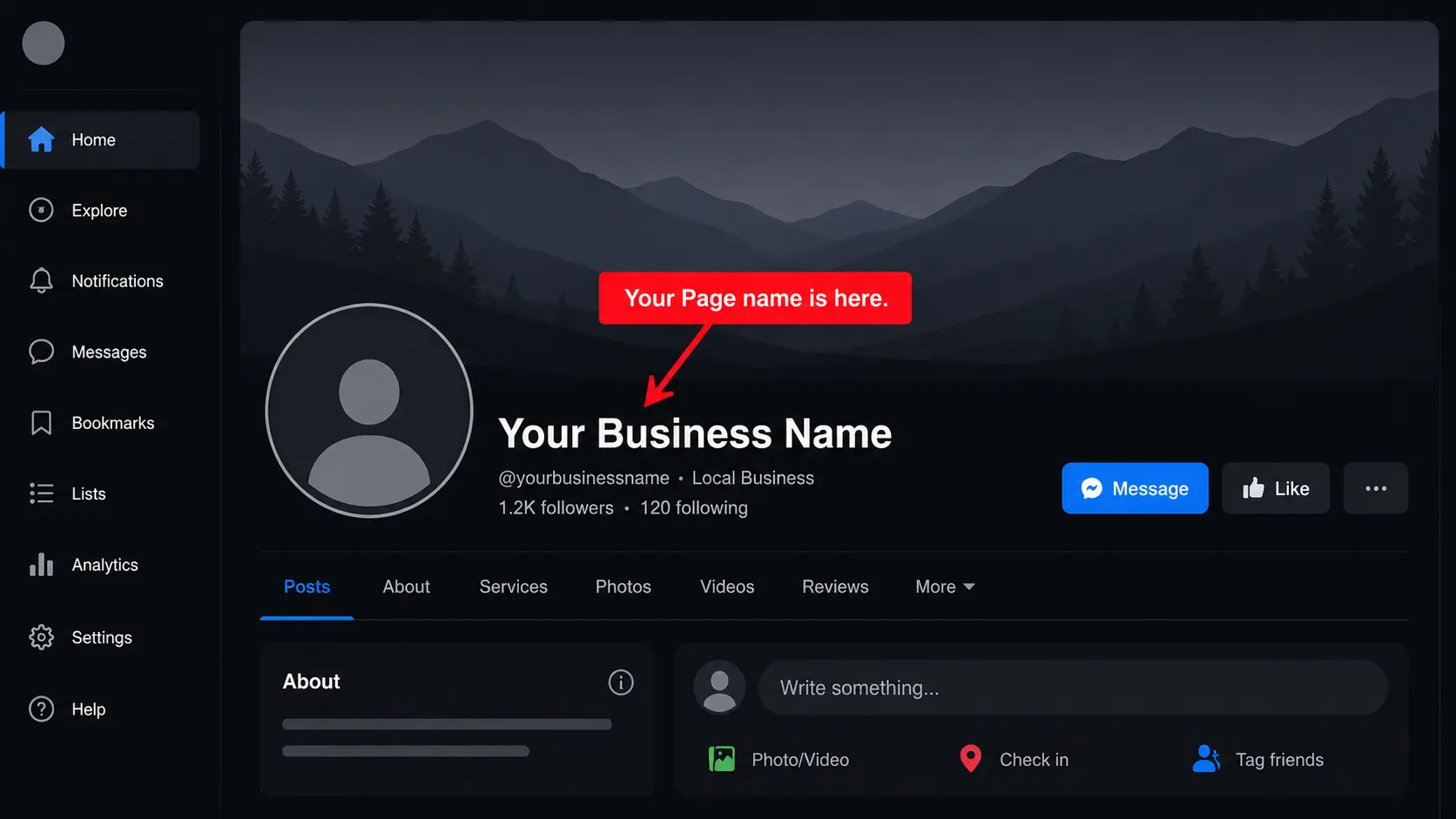 Where to find your Facebook Page name