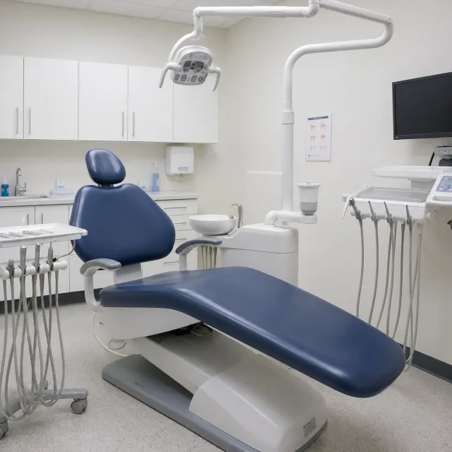 Generic dental office exterior, flat lighting